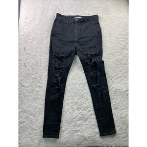 S0L Super High Rise Curvy‎ Jegging Black Jeans Distressed Thrashed Stretch 9/29W